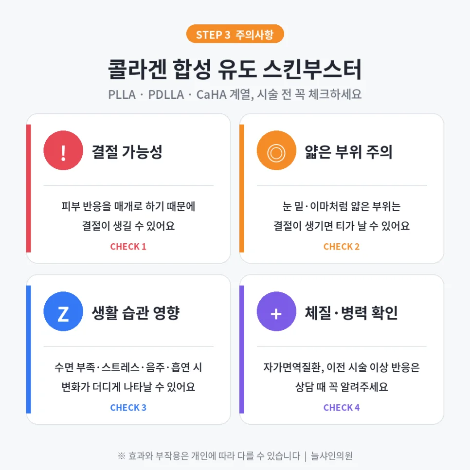 콜라겐 합성 유도 스킨부스터 시술 시 주요 체크사항 및 주의사항
